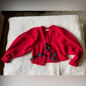 Anthropologie Rhea Bow-Front Crop Cardigan Sweater